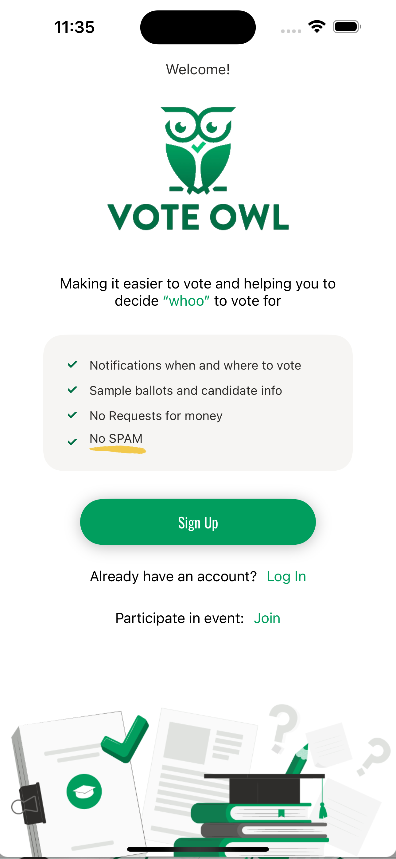 Vote Owl App Screenshot